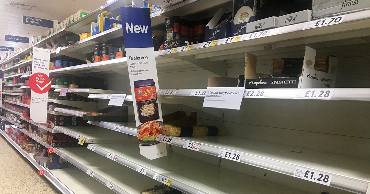 Empty supermarket shelves