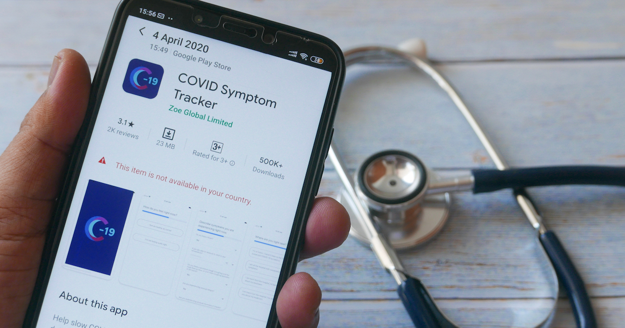 COVID-19 tracker app on a smartphone