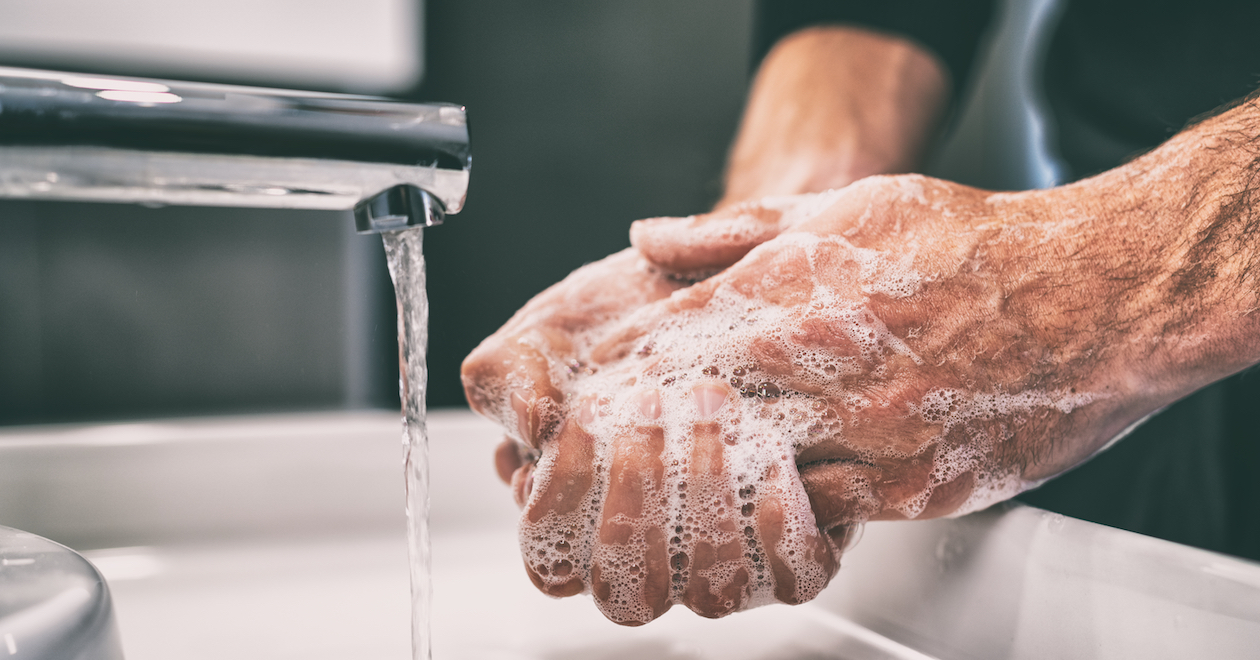 Person washing hands