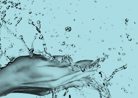 Washing hands with water