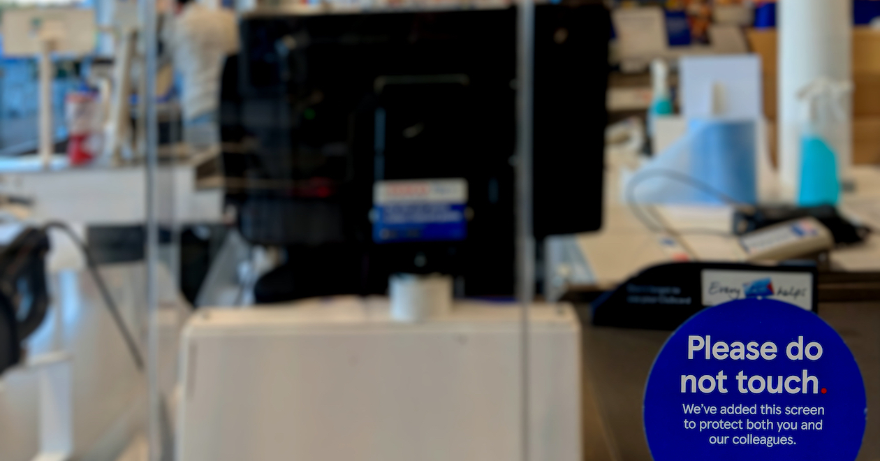 Screen at a supermarket checkout