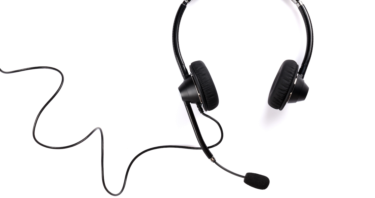 Phone headset on white background