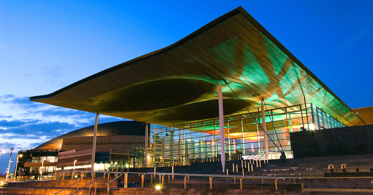 Welsh Parliament building at Cardiff Bay