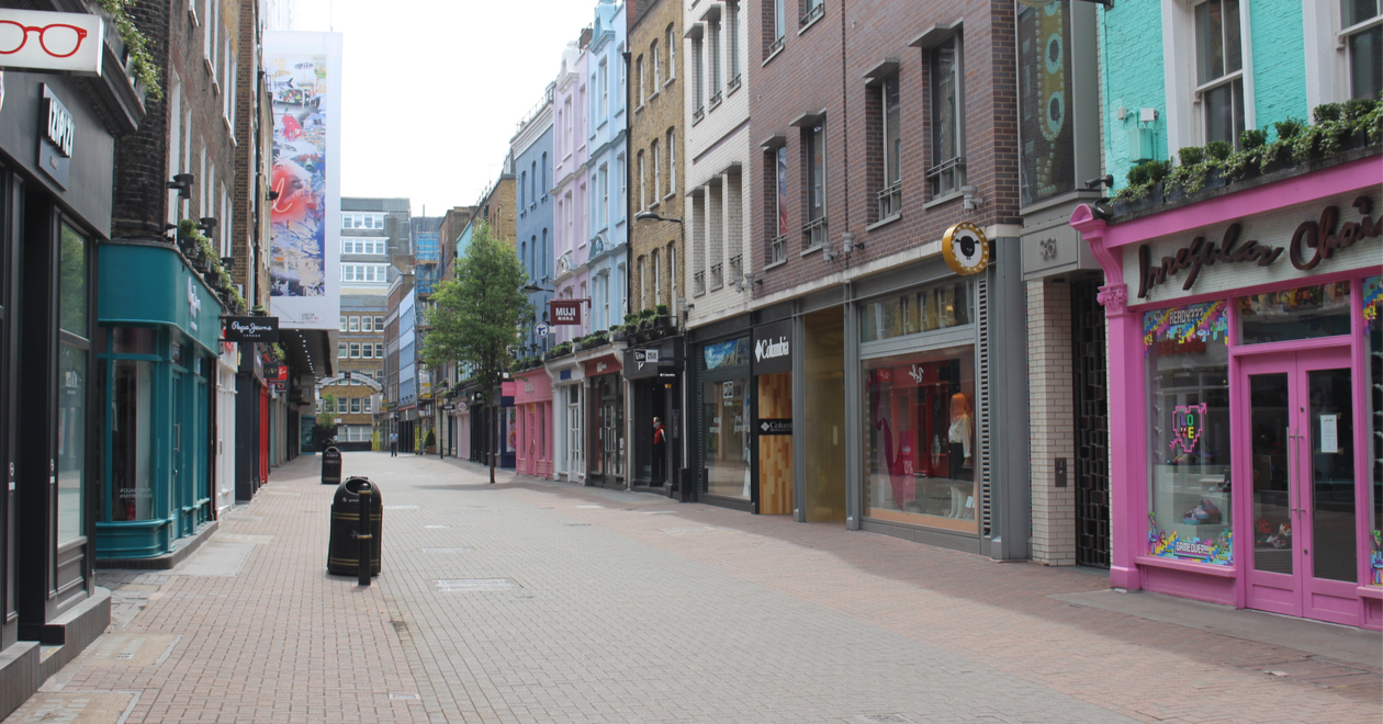 Carnaby Street, London, during the first lockdown of 2020