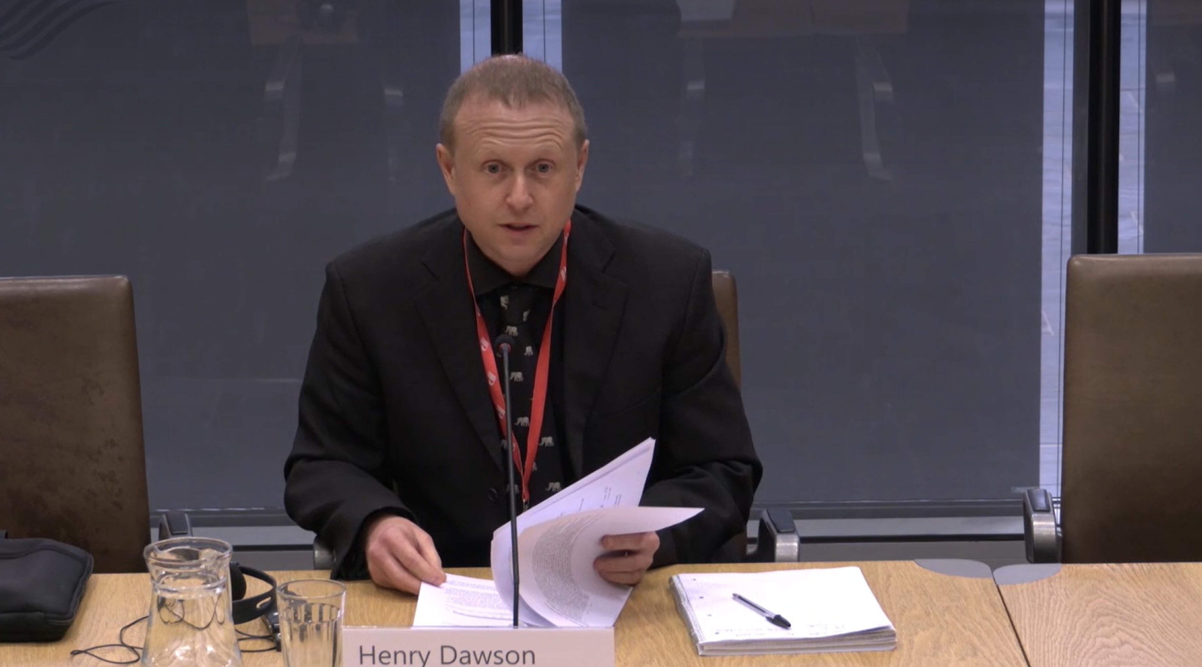 Henry Dawson speaking in Senedd