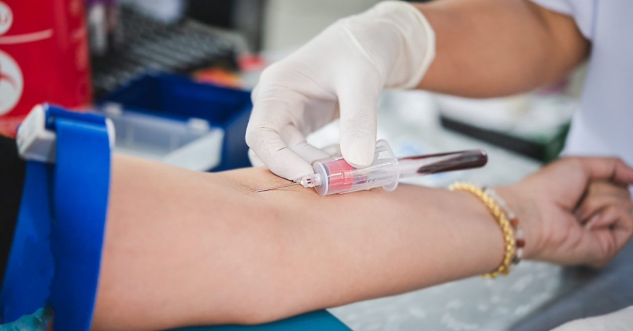 Woman getting blood test